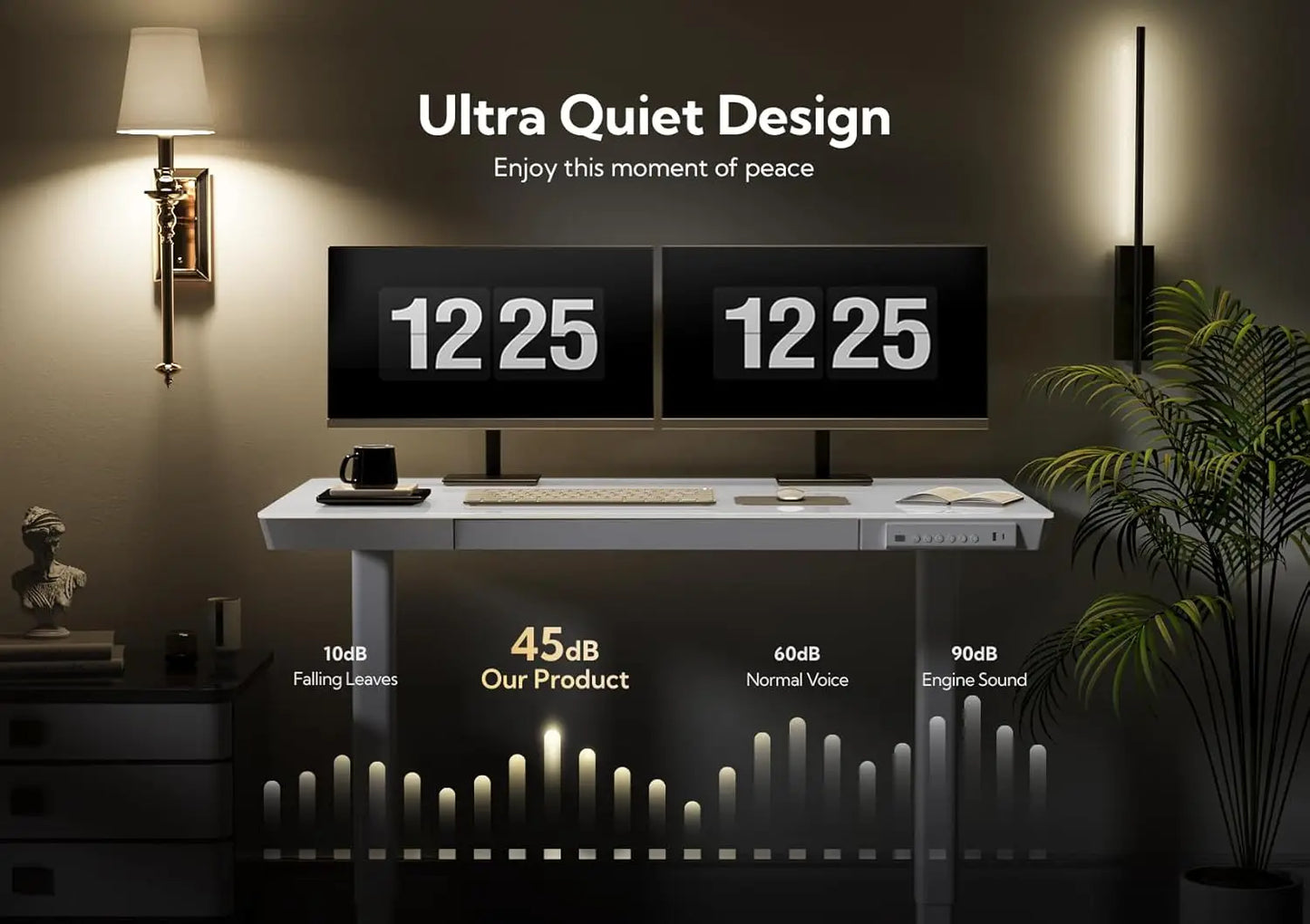 Glass Standing Desk with Drawers, 55 Inch Adjustable Stand Up Desk, Quick Install Home Office Computer Desk with, Customized