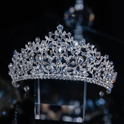 KMVEXO Baroque Luxury Crystal Bridal Tiaras Cubic Zircon Crown Rhinestone Pageant Diadem Headpieces Wedding Hair Accessories