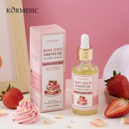 KORMESIC Strawberry Cake Body Oil - Hydrating Moisturizing Nourishing Skin Long-lasting Sweet Fragrance For All Skin Types