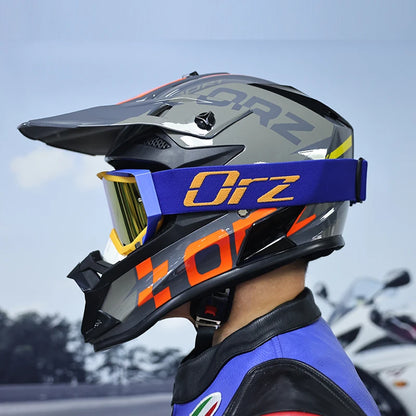 ORZF16-Off road motorcycle helmet, men's and women's rally helmet, mountain bike riding speed drops in all seasons