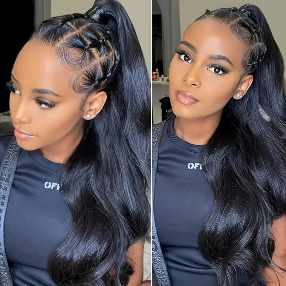 360 HD Lace Front Wig Human Hair 250% Density Body Wave Transparent Lace Frontal Wig Pre-Plucked Hair Full Hairline Natural Wigs