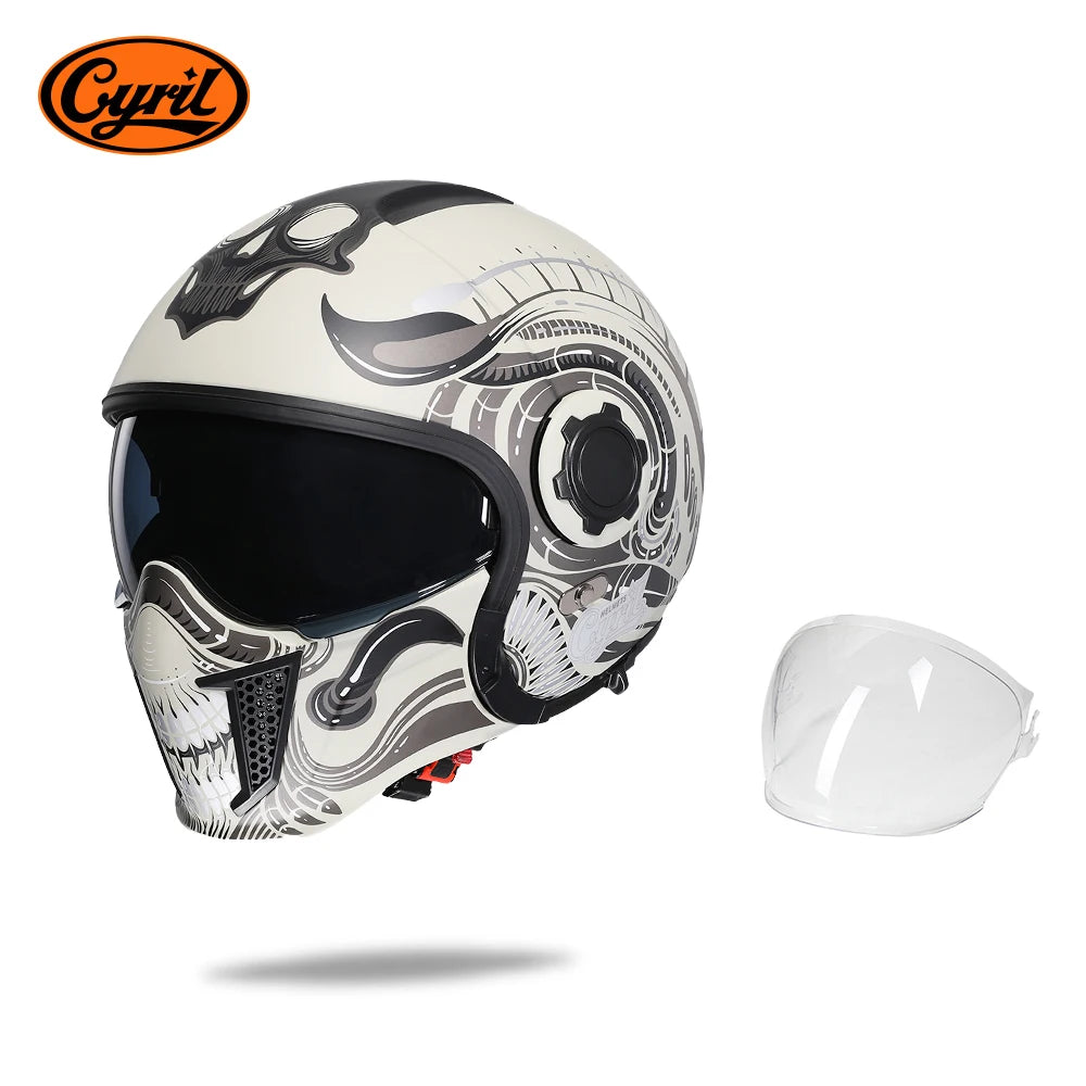 Full Face Open Face Motorcycle Helmet Double Lens Folding Modular Helmet Man Woman Retro Moto Integral Helmet