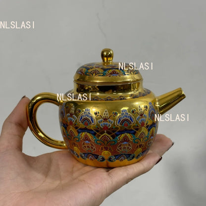 150ml Dunhuang Impression Gilded Teapot Stacked Enamel Colored Tea Infuser Household Gold Small Capacity Ball Hole Teapot