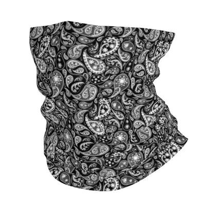 Custom Black Bandana Pattern Bandana Neck Gaiter for Hiking Cycling Women Men Wrap Scarf Paisley Style Headband Warmer