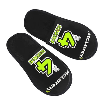 Custom British Lando Norris Racing Driver Guest Slippers for Spa Women House Slipper