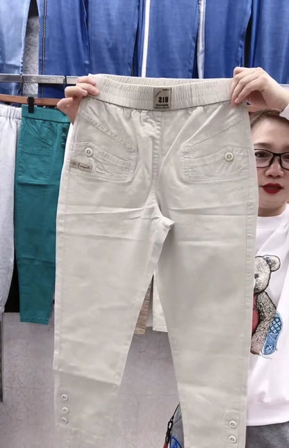Women Cotton Linen Harun Pants Summer Loose New 2023 Ladies High Waist Versatile Thin Slim Casual Pants Female Nine-Point Pants
