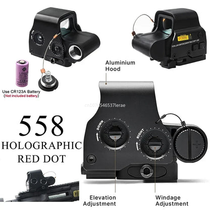Hot Sale 558 Holographic Collimator Red Dot Sight G43/G33 3X G45 5X Magnifier Airsoft Hunting Gear W/20mm Rail Mounts & QD Lever