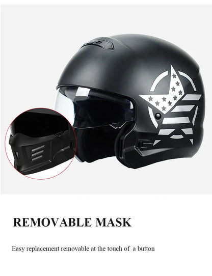 DOT Certified Scorpion Helmet Combination Helmet Motorcycle Retro Helmet Unisex Motorcycle Multi-Purpose Half Helmet Four Season
