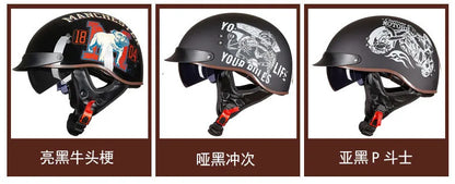 Retro Half Helmet Motorcycle Cruiser Helmet German Style Vintage Casco Moto Open Face Chopper Biker Pilot DOT Capacetes Para