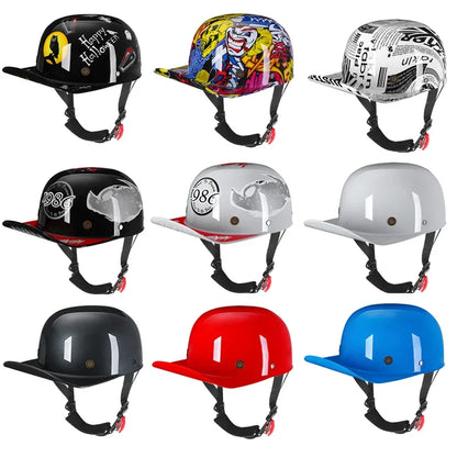 2023 New Vintage Motorcycle Helmet baseball cap helmet men's and women's children's scooter half face Vintage four seasons hat