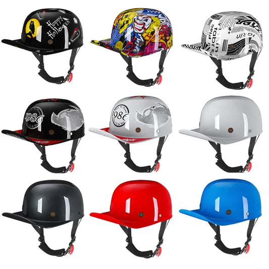 2023 New Vintage Motorcycle Helmet baseball cap helmet men's and women's children's scooter half face Vintage four seasons hat