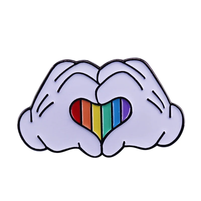 LGBT Gay Pride Rainbow Flag Heart Enamel Pins Fashion Lapel Metal Badges Backpack Brooches Proudly Go Purride Pin Wholesale