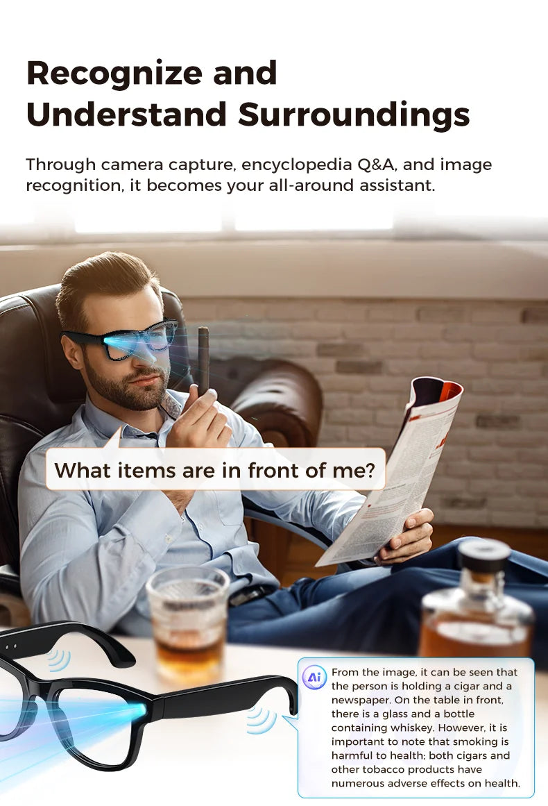 2026 New 4K HD AI Smart Glasses Men 800W Pixel Camera Bluetooth Call 4GB WIFI Transmission 3600mAh Battery Smart Glasses Women