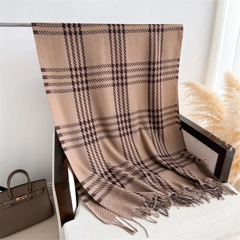 Houndstooth Scarf Men Women Autumn Winter Cashmere Scarves Wrap Student Fashion Thicken Warm Long Tassel Shawl Lady Bufanda New
