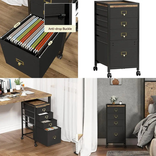 Mobile 3-Drawer Letter/A4 File Cabinet with Fabric, Under Desk Storage for Home Office on Wheels