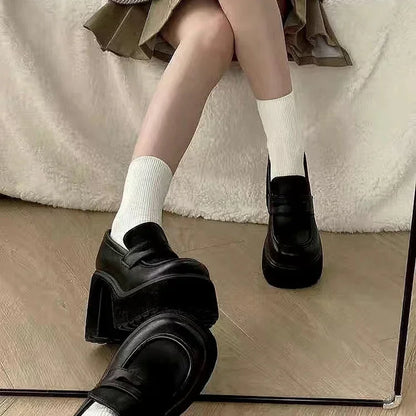 Retro Le Fu Shoes 2024 New Thick Soled High Heels Daily Luxury Women's Solid Color Temperament Mary Jane with Follow-up Shoes