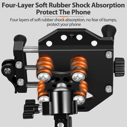 New Motorcycle Phone Holder Universal Alloy Shock-Absorbing Motos Bike Handlebar Navigation Bracket 360° Rotary Adjustable Stand