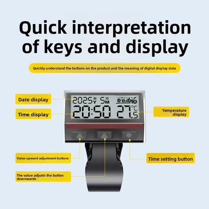 Solar Motorcycle Digital Clock with Date Week Temperature LCD Backlit Display Waterproof Thermometer with Motorcycle Stand