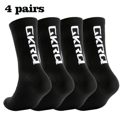 GKRQ 4pairs 2023 New Cycling Socks Bike Nurse Compression Road Bike Running Mtb Knee-high White Sports Funny Brand Black