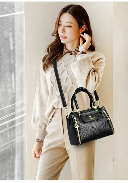 Luxury Handbag Fashion Print Large Capacity Soft Leather Women Shoulder Crossbody Bag Leisure Designer Ladies Purses and Handbag
