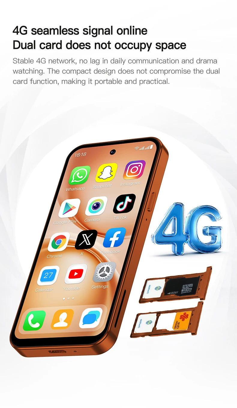 SERVO S45 PRO Android Mini Smartphone 4G LTE 4.5" HD Display 3+64GB Face Unlock Small Portable Cell Phone 2 SIM GPS Play Store