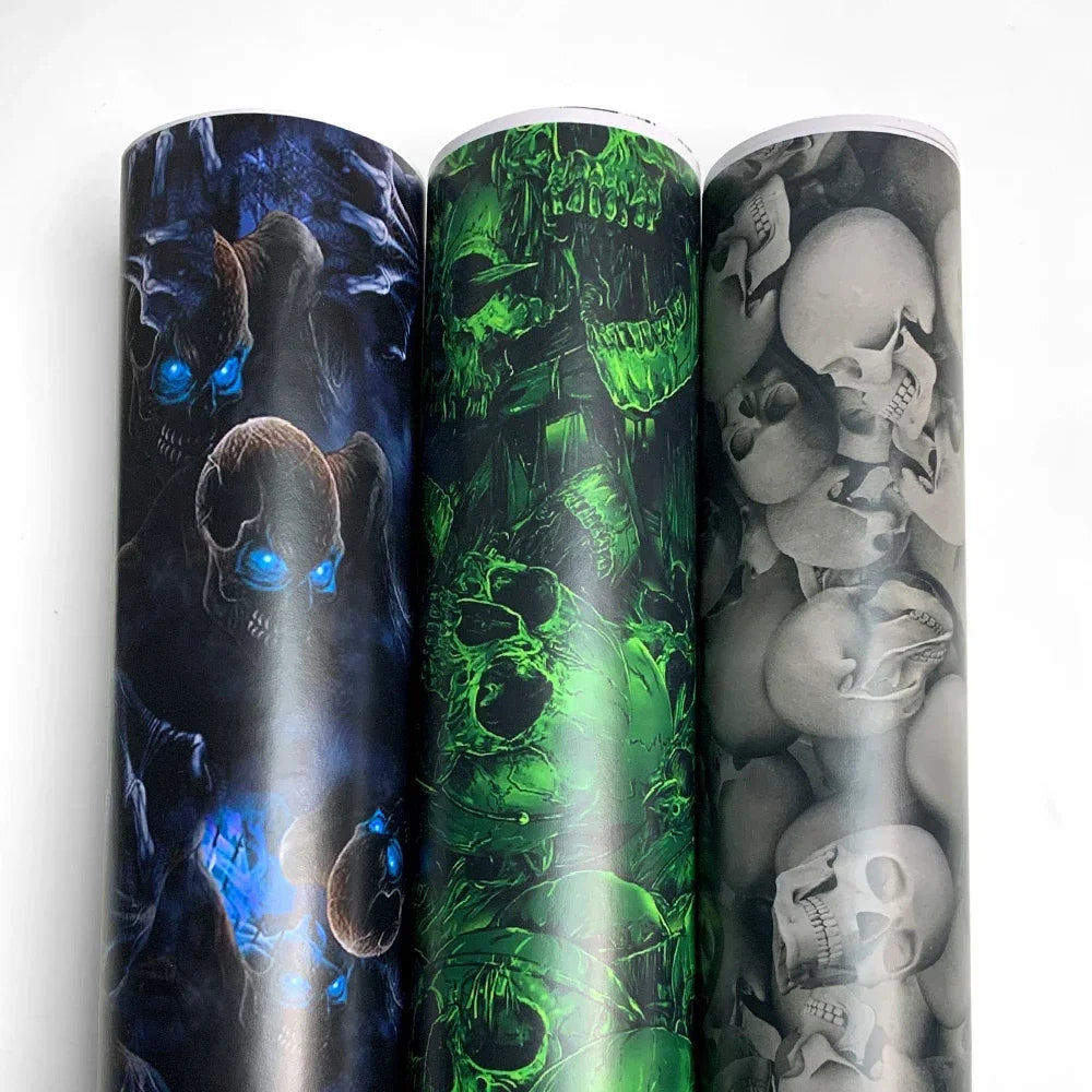 Graffiti Vinyl Wrap Car Wraps Personality Vinyl Paper for Car Wrapping Film Skull Pattern Auto Outdoor Accessories Body Covering