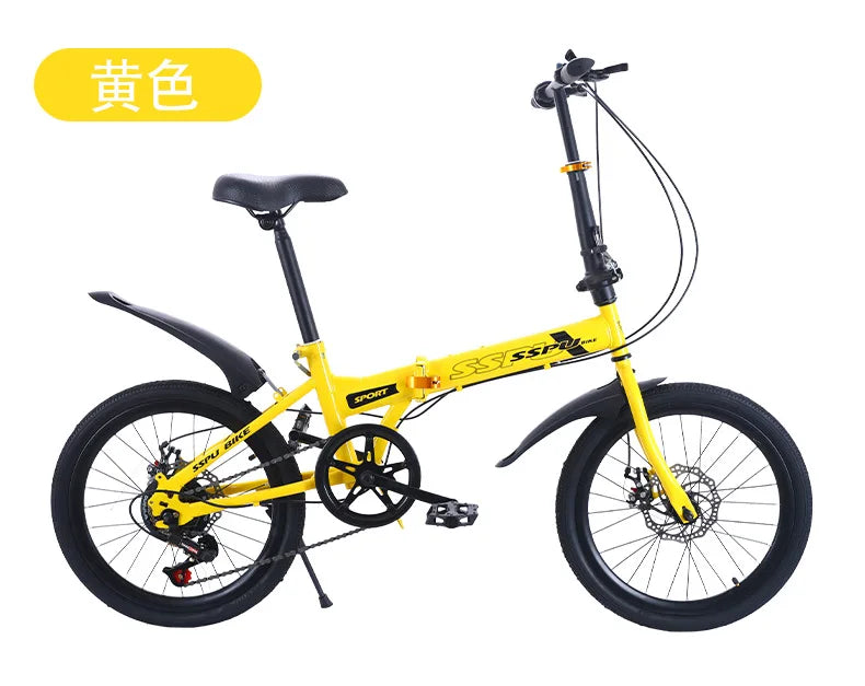 Folding Bike 20 Inch 7 Speed Disc Brake Portable Light Cycling Adult Kids Students Road Bicycle Men And Women Portable