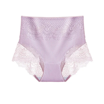New Women's Cotton Underwear High Waist Antibacterial Panties Sexy Lace Seamless Tummy Briefs Ladies Triangle Shorts Large Size