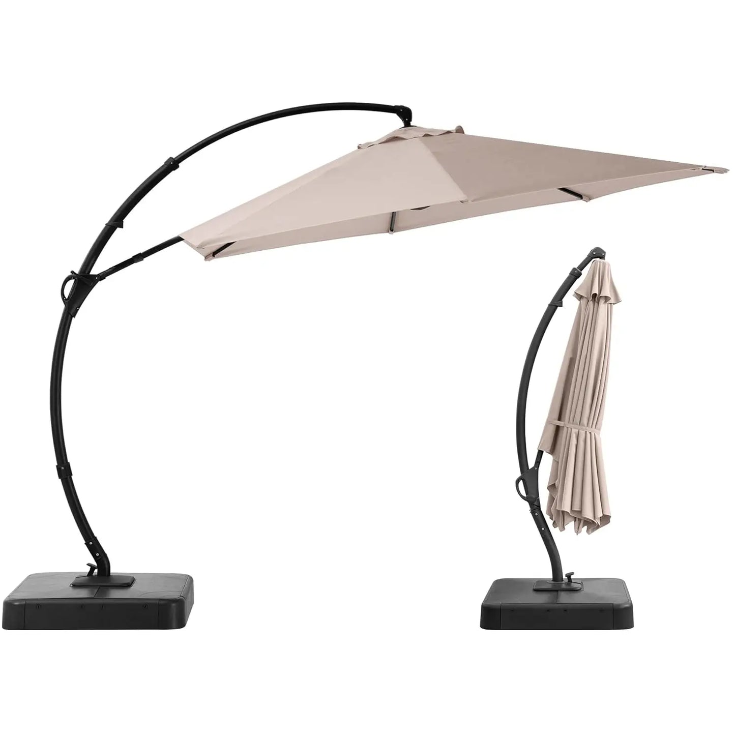 Outdoor Patio Umbrella, Curvy Cantilever Umbrella, Heavy Duty Offset Hanging Umbrella with 360° Rotation for, Customized