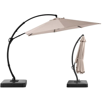 Outdoor Patio Umbrella, Curvy Cantilever Umbrella, Heavy Duty Offset Hanging Umbrella with 360° Rotation for, Customized