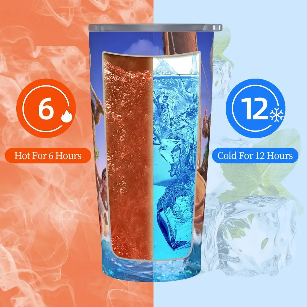 Moana and Pua Cartoon Movie Insulated Tumbler with Straws Stainless Steel Coffee Mugs Double Wall Car Bottle Cups 20oz