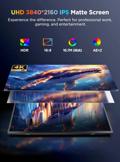 UPERFECT 4K Portable Touch Monitor 15.7" 3840 * 2160 UHD w/USB-C HDMI Laptop Display 1200:1 100% RGB IPS 10-Point Touch Screen