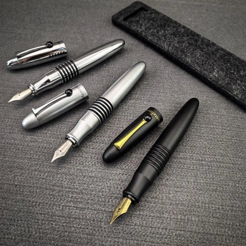 Benovel F857 Small Steel Cannon Pen Brass Chrome Plated All Metal Adult Student Calligraphy Practice Office Advanced Ink Pen