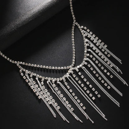 Fashion Rhinestone Tassel Mask Metal Chain Face Decoration Halloween Luxury Double-deck Crystal Veil Mask Belly Dance Jewelry