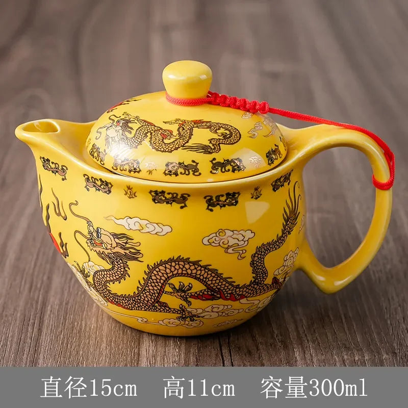 Household Porcelain Teapot Ceramic Large Capacity Pot Blue and White Retro Loop Handle Beam