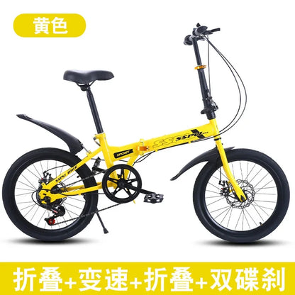 Folding Bike 20 Inch 7 Speed Disc Brake Portable Light Cycling Adult Kids Students Road Bicycle Men And Women Portable
