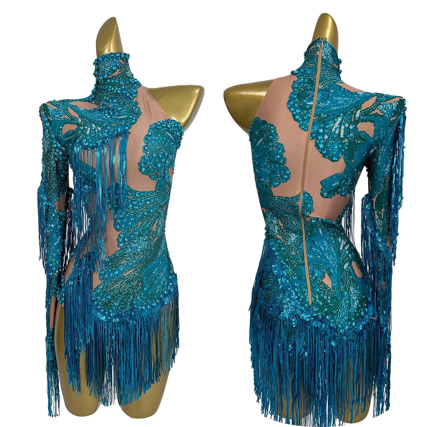 Sparkly Sequins Tassel One Shoulder Tight Bodysuit Women Dance Leotard Outfit Nightclub Bar Performance Costume Stage Wear Duxiu