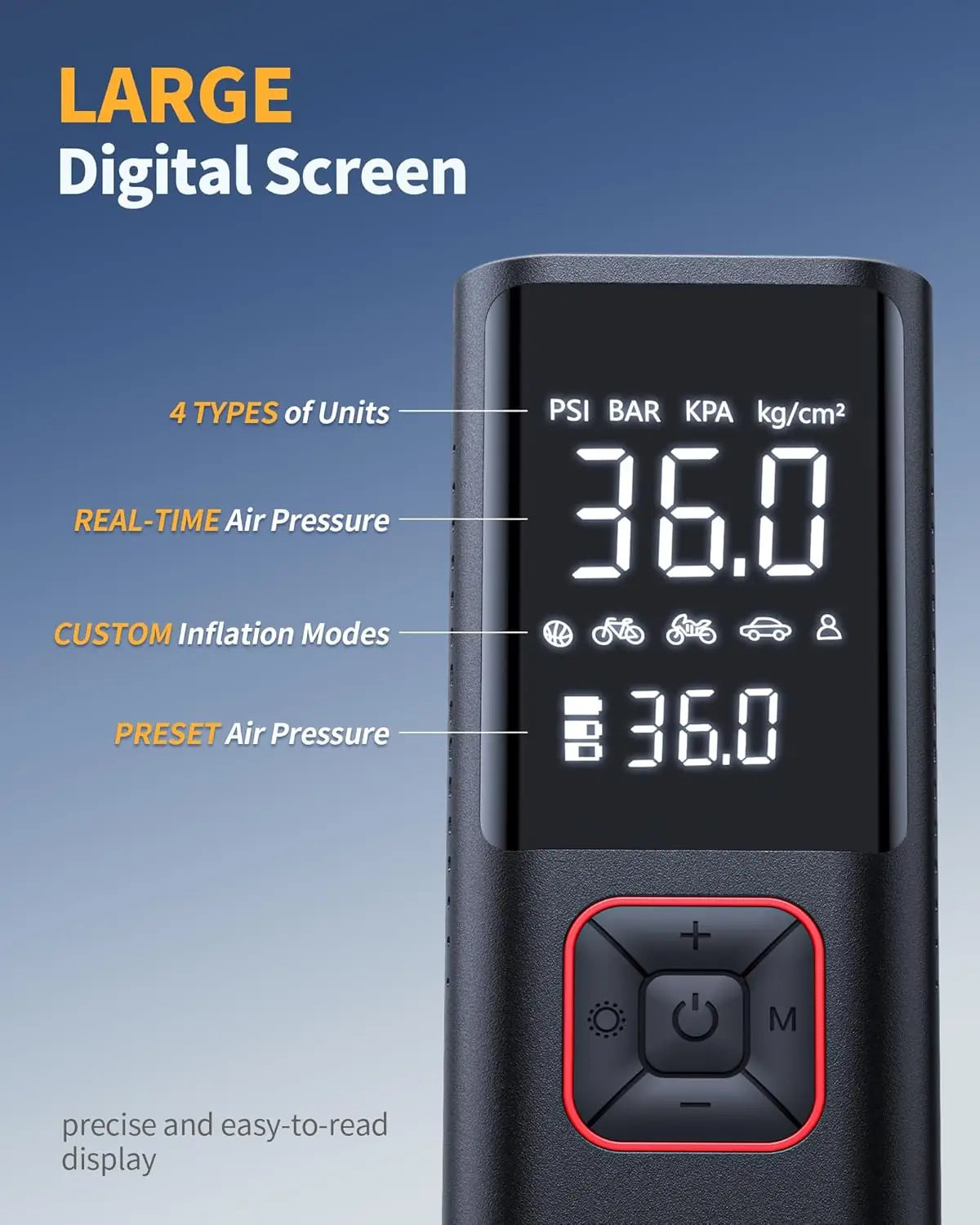 Cordless Tire Inflator 150PSI Portable Air Compressor with Auto Shutoff, LED Light for Car, Motorcycle, Bike