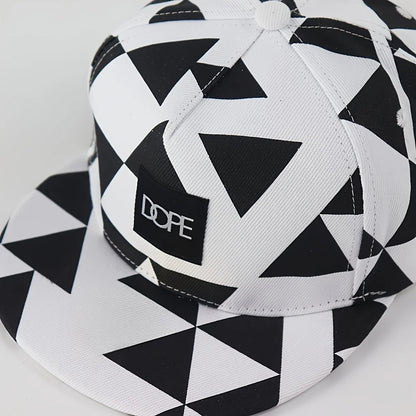 1PC DOPE fabric triangle block print street dance hip-hop hat trend flat edge baseball hat men's and women's