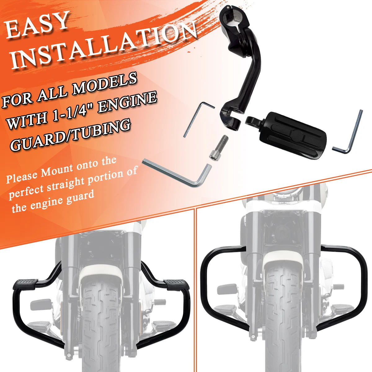 Motorcycle 1 1/4" Highway Footrest Engine Guard Mount Footpegs For Harley Road King Sportster 1200 Iron 883 Electra Street Glide