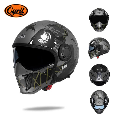 Modular Motorcycle Helmet Full Face Open Face Retro Helmets DOT ECE APPROVED CYRIL OP12A Capacete De Moto Masculino