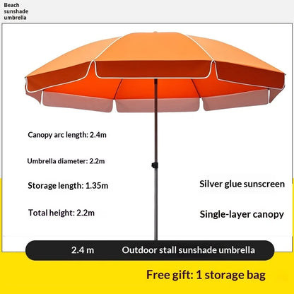 Double Layer UV Sun Shade Outdoor Patio Umbrella Commercial Market Stall Silver Coated Waterproof Heavy Duty Base Outdoor