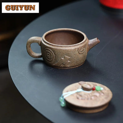 250ml Exquisite Yixing Purple Clay Teapots Master Handmade Large Caliber Pot Raw Ore Agilawood Mud Kettle Chinese Zisha Tea Set