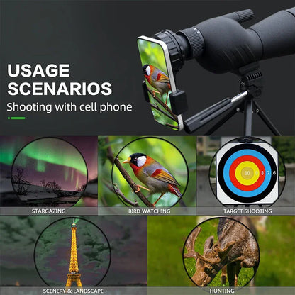 25-75x60 Telescope Spotting Scope Powerful Zoom Monocular FMC BAK4 Waterproof For Bird Watching Target Shotting With Tripod