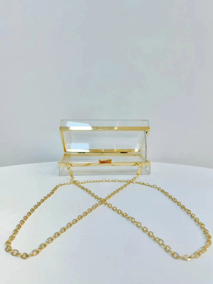 2025 New Clear Acrylic Small Flap Shaped Bags Women Trendy Chain Shoulder Crossbody Bags Women's Niche Design Novelty Purse