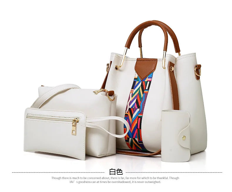 Fashionable Women's Shoulder Bag Hot Sale Of The Season New Style Mother-Child Multi-piece Set Colorful Ribbon Ladies Handbag Si