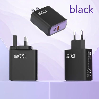 120W GaN USB C QC 3.0 Fast Charger Quick Charging PD Charger EU US UK Wall Power Adapter For iPhone Samsung Xiaomi Huawei iPad﻿﻿