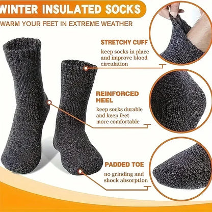 3Pairs Women's Thermal Boot Socks-Thick Warm Soft Cotton Socks for Winter Outdoor Girl Classic Socks Cold Weather Warm Footwear