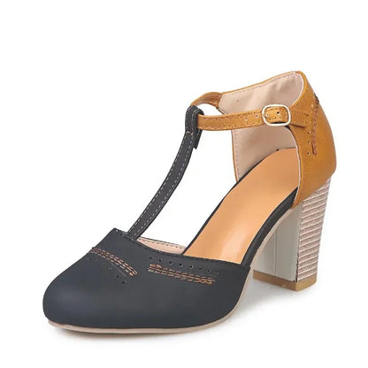 Mary Janes High Heels Women Spring Autumn Shoes Women Round Toe Block Heel Shoes Square Heel Leisure Casual  Rome Pumps fgh