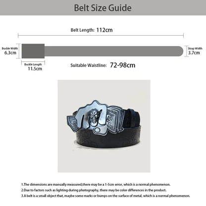 Punk Skull Plus size Leather Belt For women and men Harajuku Gothic Y2K Embossed Skeleton Hand Decoration Halloween Accessories